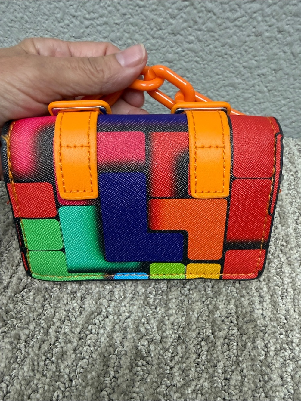 Source Unknown Orange Multicolor Mini Crossbody with Chunky Chain - Picture 6 of 11